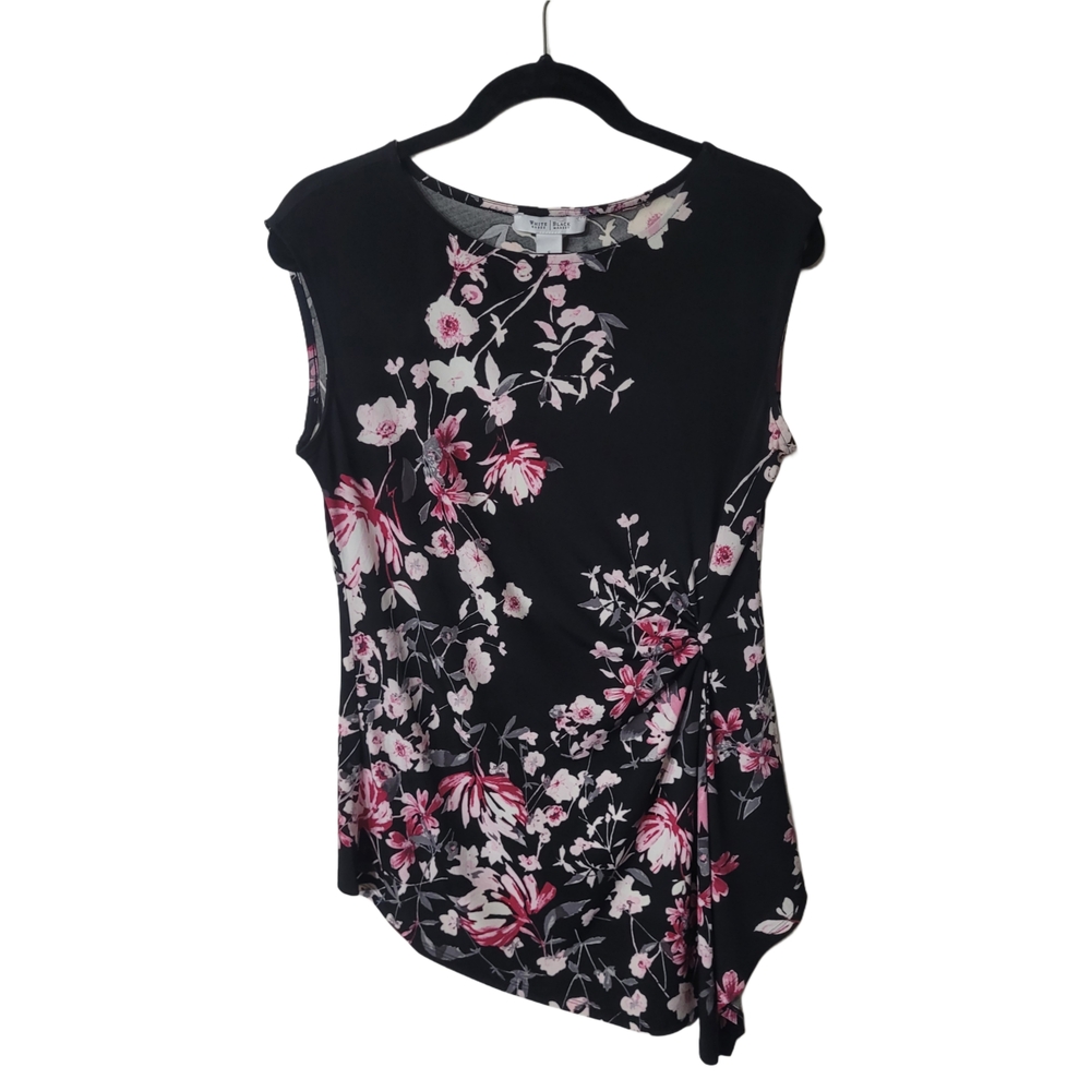 White House Black Market Black and Pink Asymetrical Tank Top Size Small